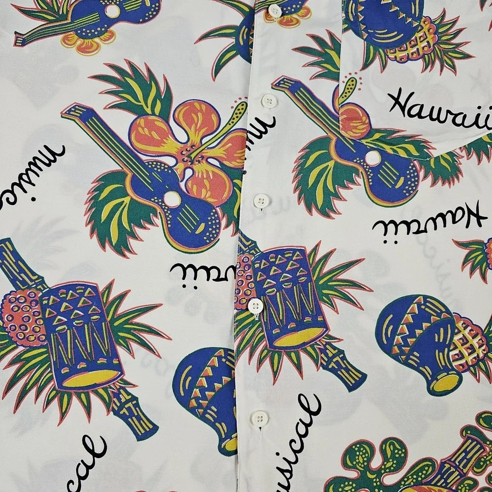 VTG Banana Republic Safari Travel Rayon Hawaii Camp Shirt Mens 2XL Aloha 80s
